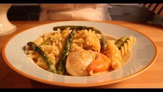 Recette  Fusilli aux noix de SaintJacques et aux asperges par Bridélice [upl. by Isidora220]