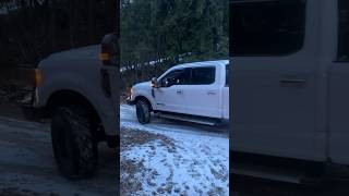 67 Powerstroke Backs Off Snow Bank TOWING HEAVY [upl. by Laing]