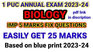 1 puc biology 5 marks imp questions for annual exam 202324 [upl. by Parish957]