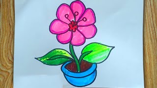 Cute Flower Pot Drawing  How to Draw Easy Flower Vase Step by Step flower pot drawing 2024 [upl. by Dodwell]