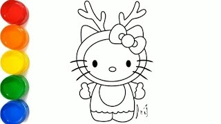 How to draw an easy cute Hellokitty for kids and toddlers [upl. by Simone]