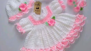 crochet woolen dress for baby girl  beautiful crochet baby frock dress  kids wear outfit kids [upl. by Sparks]