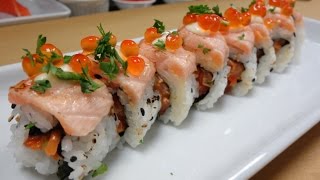 Crazy Salmon Roll  How To Make Sushi Series [upl. by Ydissak]