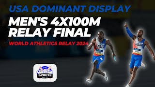 Mens 4x100m Relay Final  USA Dominant Display Highlights  WORLD ATHLETICS RELAYS Bahamas 2024 [upl. by Jarv]