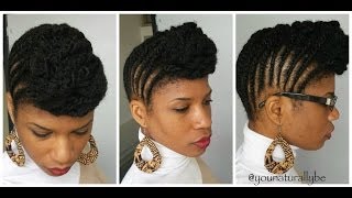 3 Natural Hair Flat Twists w a Pomp Protective Style [upl. by Doro352]