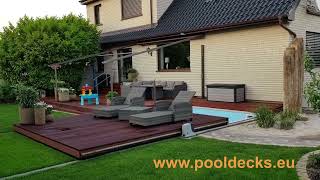 Pooldecks aus Kärnten begehbare Terrasse fahrbar Motor möglich Preiswert selber bauen [upl. by Rufina]