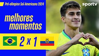 BRASIL 2 X 1 EQUADOR  MELHORES MOMENTOS  PRÉOLÍMPICO SULAMERICANO MASCULINO 2024  sportv [upl. by Nnyluqcaj]