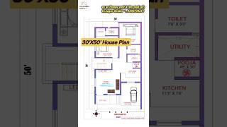 30X50 South Facing Home Design  2Bhk Home Design 😍 1500Sqft House 30x50home [upl. by Oam]