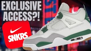 NIKE SB AIR JORDAN 4 PINE GREEN EXCLUSIVE ACCESS ON SNKRS APP RELEASE INFO [upl. by Dolorita782]