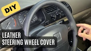 How to Install Leather Steering Wheel Cover Easy Stitch [upl. by Gillmore]