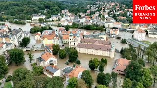 Drone Footage Reveals Major Flooding In Poland After Heavy Rains Pummeled Central And Eastern Europe [upl. by Alsi]