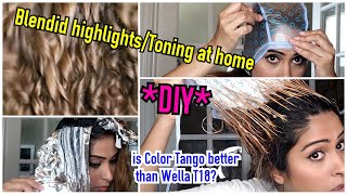 How I highlight and Tone my hair to ash blonde at homeDIYGLOW BY SANA [upl. by Ecnerrat407]