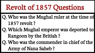 Revolt of 1857 Questions and Answers l revolt of 1857 questions [upl. by Zondra]