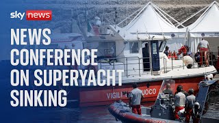 Italian authorities hold news conference on superyacht sinking [upl. by Adarbil]