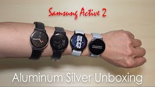 Samsung Galaxy Watch Active 2  Aluminum Silver  Unboxing  Comparison  Setting Up 4K [upl. by Gwenore]