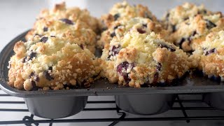 Easy Blueberry Muffins with Streusel Topping  Chichabon [upl. by Ky]