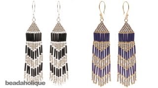 How to Make Brick Stitch and Fringe Beaded Earrings [upl. by Nomaid]