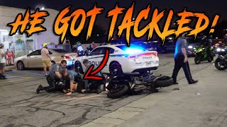 Bikers FLEE From Cops and Get CAUGHT Tackled and Handcuffed  Bikes VS Cops 102 [upl. by Jammin604]