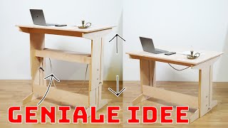 Geniale Idee Höhenverstellbar in Sekunden mit einem Seil  Ergonomischer Schreibtisch [upl. by Airtina]