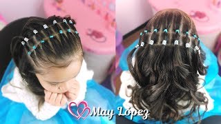 Peinado Elegante con ligas y pelo suelto para Niñas  May Lopez [upl. by Nossyla]