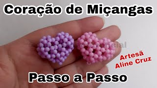 Coração de Miçangas Passo a Passo how to do with beads [upl. by Pepe]