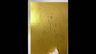 Master Study of Giotto Madonna and Child Watercolor on Metallic Golden Paper [upl. by Monteria429]