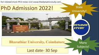 Bharathiar University PhD Admission [upl. by Shaver]