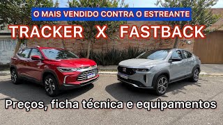 NOVO FIAT FASTBACK E CHEVROLET TRACKER  comparativo com preços versões e ficha técnica [upl. by Ralyks672]