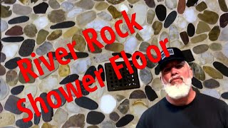 Part 3 Tile Your Shower Floor With River Rock in a Weekend riverrock epoxygrout diy [upl. by Bittner]