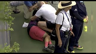 US OpenTennis Star Nishioka Collapses in Pain Forced to Retire tennis star japanese usopen [upl. by Erline]