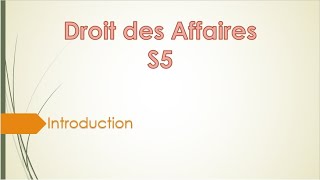 Droit des Affaires S5  1  Lintroduction [upl. by Hardej637]