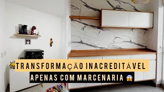 MDF QUE IMITA MARMORE 😱  TRANSFORMAMOS UM AMBIENTE APENAS COM MÓVEIS E REVESTINDO UMA PAREDE [upl. by Okikuy405]