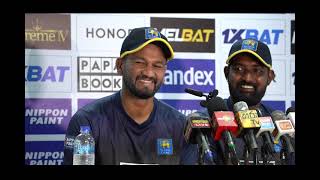 Dimuth Karunaratne and Prabath Jayasuriya addressing the media after winning the 1st Test vs Ireland [upl. by Morven827]