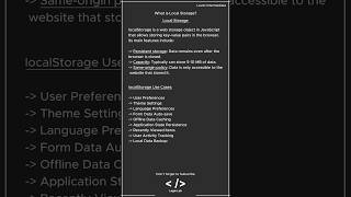 Web Development Interview Question Local Storage webdevelopment javascript [upl. by Eelirem256]