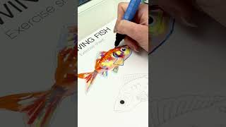 Quick Mixed Media Fish Drawing 🎨🐟 sketchbookideas [upl. by Kingsbury616]