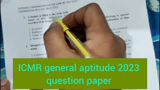 DHRICMR JRF 2023 General aptitude previous year question paper discussion nta icmr pyq2023 neet [upl. by Jasmin]