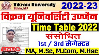 Vikram University Time Table 2023  Vikram UniversityTime Table 2023 MA MSc MCom [upl. by Nalloh]