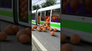 Train transports big oranges Douyin assistant popular coproduction creative new special effec [upl. by Panter]