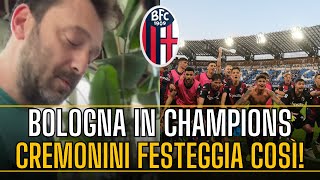 CREMONINI festeggia così il BOLOGNA in CHAMPIONS LEAGUE sentite cosa suona 😍 [upl. by Lilia]