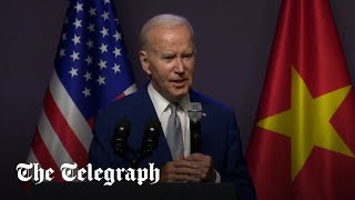 President Biden interrupted by White House staff at press conference in Vietnam [upl. by Oicnaneb449]