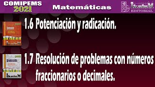 Potenciación radicación y resolución de problemas con números fraccionarios o decimales [upl. by Eirotal139]