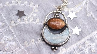 Making of Amazonite Moon And Sunstone Necklace [upl. by Mareah]