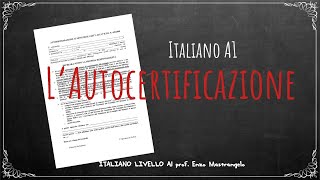 Lezione 6  ITALIANO A1  LAUTOCERTIFICAZIONE  Mastrangelo  Lascia un commento per la presenza [upl. by Eeznyl]