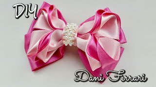 Laço de fita de cetim  Tutorial passo a passo  Ribbon bow hair  Dani Ferrari [upl. by Farland443]