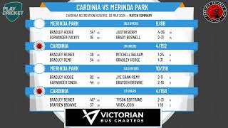 Casey Cardinia Cricket Association  Senior Men A Grade  Round 14  Cardinia v Merinda Park  Day 2 [upl. by Fu]