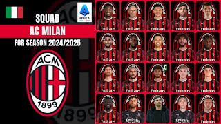 AC Milan Full Squad Season 20242025 I Serie A 2425 I I Rossoneri Squad [upl. by Maurita]