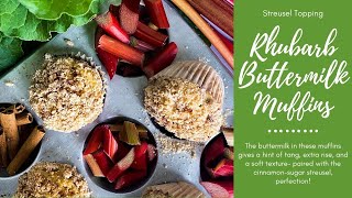 Rhubarb Buttermilk Muffins With Streusel Topping [upl. by Rodenhouse150]