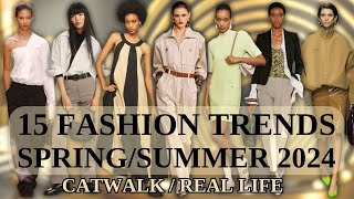 15 fashion TRENDS SpringSummer 2024 catwalk and real life [upl. by Sublett]