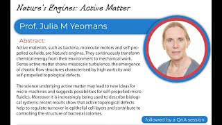 Natures Engines Active matter  Prof Julia M Yeomans  Coherence Lecture 5 [upl. by Kilan]