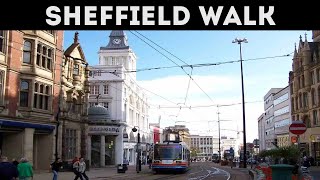 SHEFFIELD Walking Tour 2023  Sheffield City Centre Virtual 4k Walk [upl. by Nami]